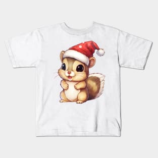 Eastern Chipmunk in Santa Hat Kids T-Shirt